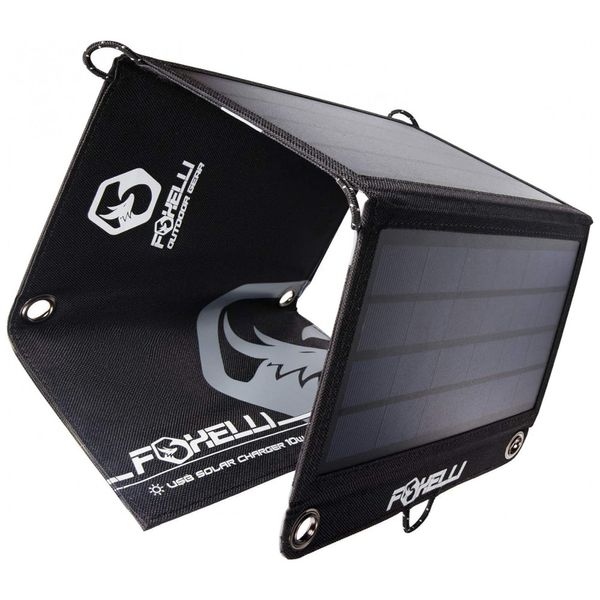 Painel Solar, carregador portátil, com entrada USB, 10W, 12V, 1 unidade, FOXELLI SCharger10W, Preto