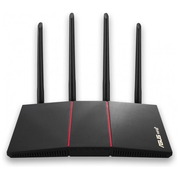 AX1800 Wi Fi Dual Band Roteador 1800 Mbps até 25 aparelhos área 278 m2, ASUS RT AX55Black, Preto