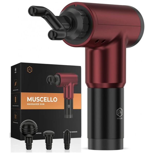 Massageador Pistola Elétrico Profissional Sem Fio 4 Acessórios 3 Velocidades Ultra Silenciosa, WESTFY, Vermelho