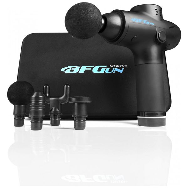 Massageador Pistola Elétrico Profissional Sem Fio 4 Acessórios Ergonômica, HEROPROOF, Preto