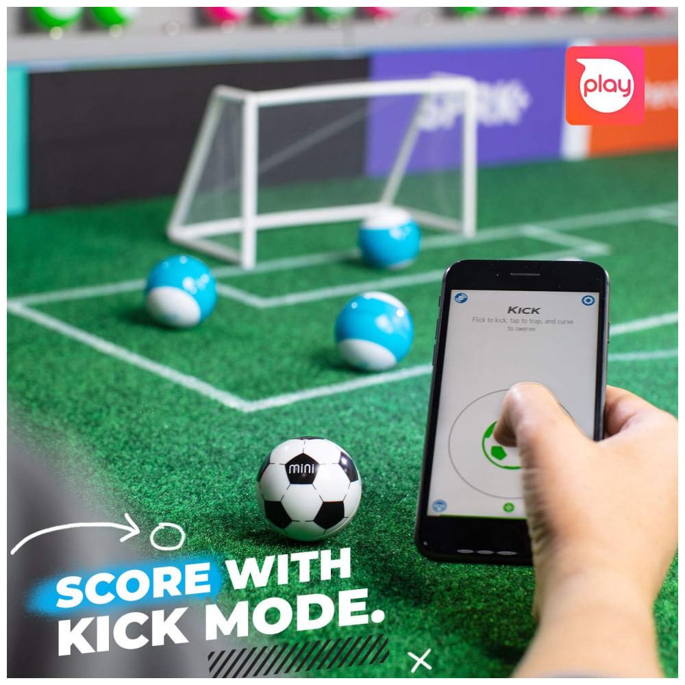 Encontraproduto.com.br - Sphero Mini Soccer Bola Robô Programável com LED, Giroscópio e Acelerômetro, Controle por App com Modos de Direção e Kick Drive – Preto e Branco