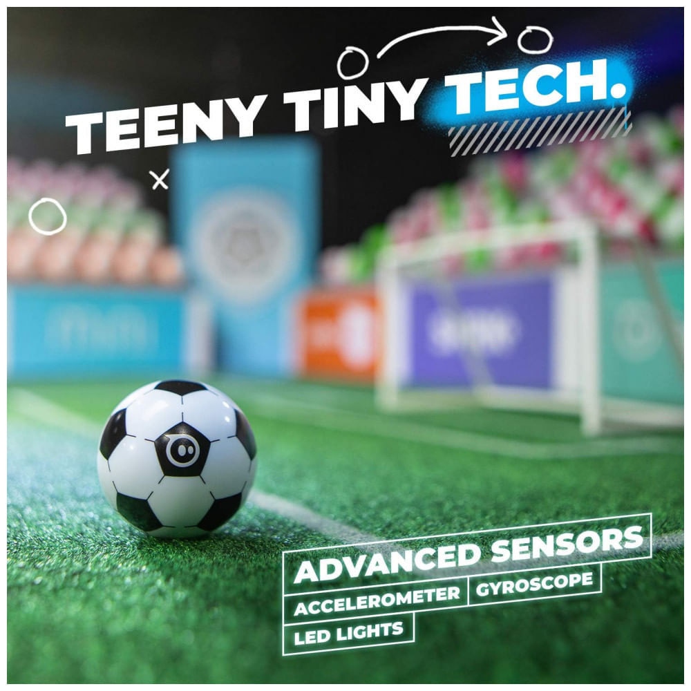 Encontraproduto.com.br - Sphero Mini Soccer Bola Robô Programável com LED, Giroscópio e Acelerômetro, Controle por App com Modos de Direção e Kick Drive – Preto e Branco