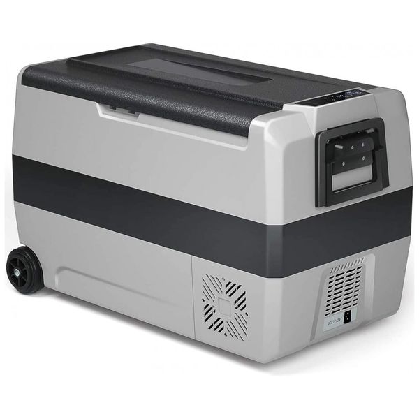 COSTWAY Mini Geladeira Automotiva Portátil DC 12 24V, AC 110 220V 50L controle duplo de temperatura c, painel LCD