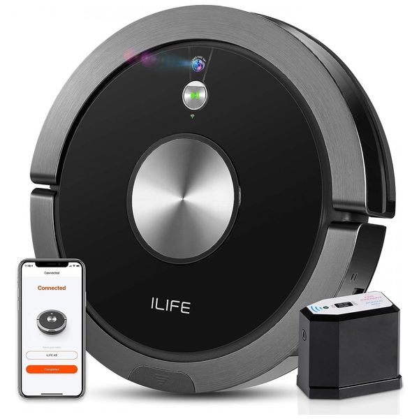 Aspirador de Pó Robô 2 em 1 com Mapeamento Wi Fi e Controle de Voz, 110v, ILIFE A9, Preto