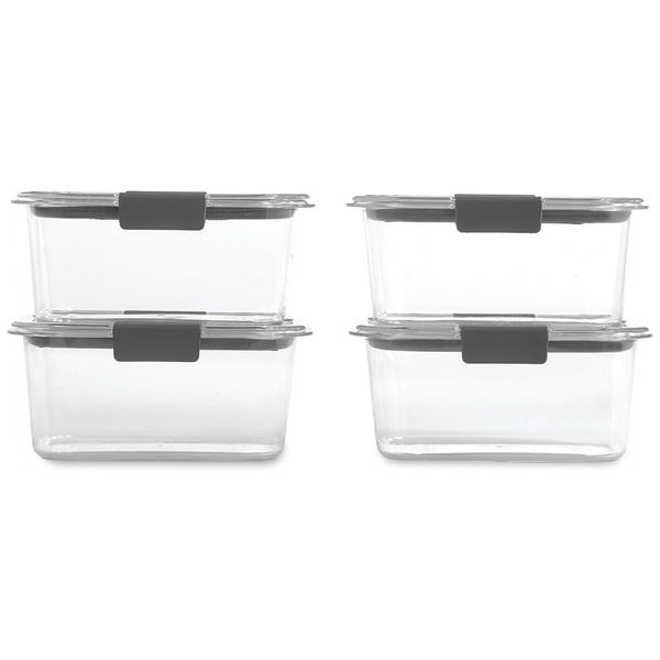 Potes Herméticos para Alimentos, 1.1L, Retangular, 4 Unidades, RUBBERMAID 2053292, Cinza