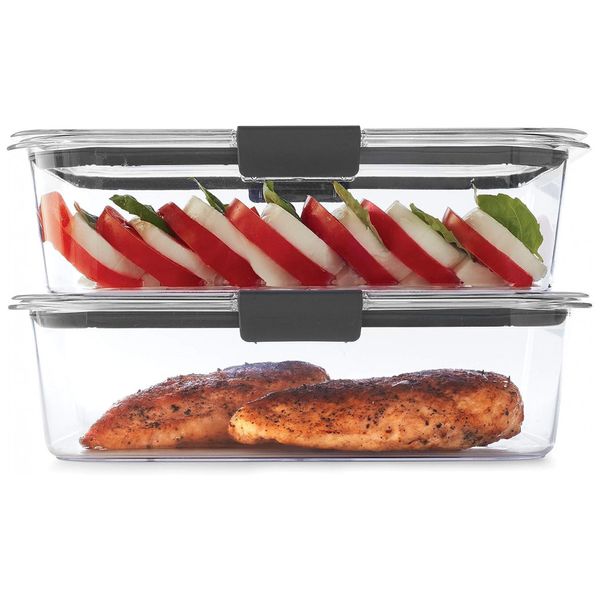Potes Herméticos para Alimentos, 2.3L Retangular, 2 Unidades, RUBBERMAID 2108407, Cinza escuro