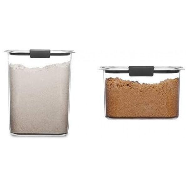 Potes Herméticos para Alimentos 1.8, 3.8L, Retangular, 2 Unidades, RUBBERMAID, Preto