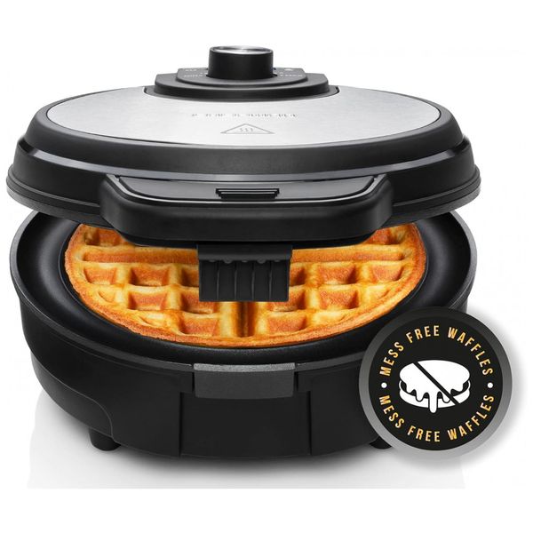 Máquina de, Aço Inoxidável, Controle Temperatura, 700W, 110v, CHEFMAN Anti Overflow Belgian Waffle Maker, Preto