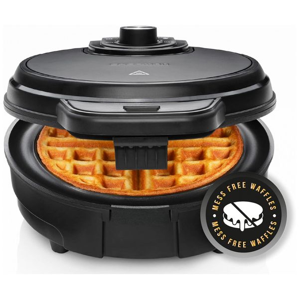 Máquina de, Aço Inox, 700W, 110v, CHEFMAN Anti Overflow Belgian Waffle Maker, Preto