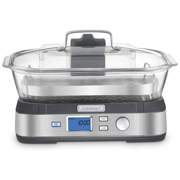Panela Elétrica Vaporizador Digital de Vidro 5L, 1800W, 110V, CUISINART STM 1000, Prateado