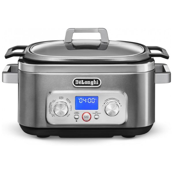 Panela Elétrica 7 em 1 5.6 L Programável Antiaderente 1500W, 110V, DELONGHI Livenza, Prateado