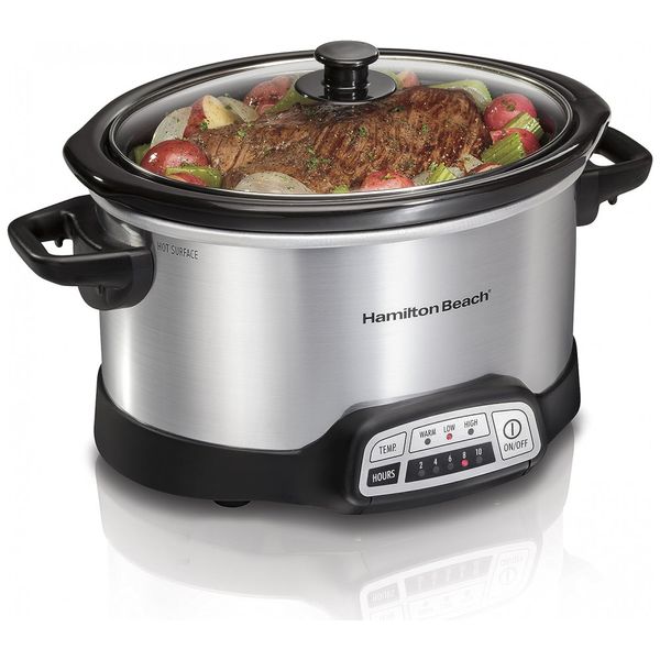 Panela Elétrica Programável, Capacidade 3.7 L, Aço Inoxidável, 110V 340W, HAMILTON BEACH 33443, Prateado
