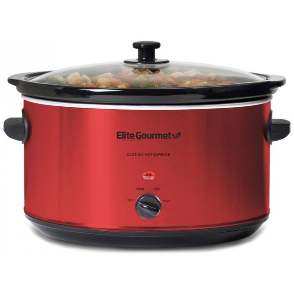 Panela Elétrica Cerâmica 8L, Temperatura Ajustável 300W, 110V, ELITE GOURMET MST 900RXT, Vermelho