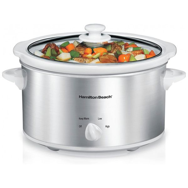Panela Elétrica 3.7 L com 4 Configurações,  Aço Inoxidável, 110V 340W, HAMILTON BEACH 33140V, Prateado