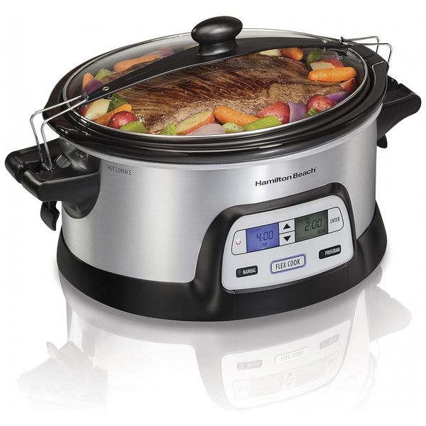 Panela Elétrica Digital Programável 5,6 L com Dual Timer, 280W, 110V, HAMILTON BEACH 33861, Prateado