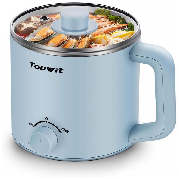 Panela Elétrica Multifuncional 1.6L com Controle de Temperatura, 200, 600W, 110V, TOPWIT Y ID84 JDV3, Azul