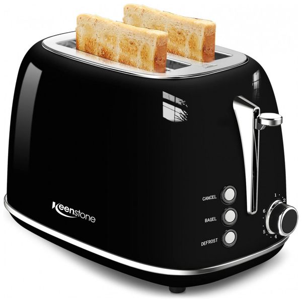 Keenstone Torradeira de 2 Fatias 6 Níveis, 825W 110V, Preta