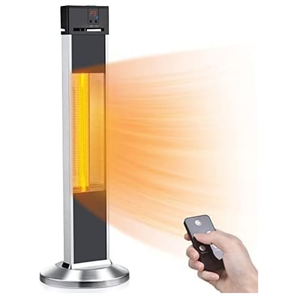 Aquecedor Elétrico Interno e Externo para Sala Grande com Desligamento Automático 500, 1000, 1500W, TRUSTECH PD15R, Preto