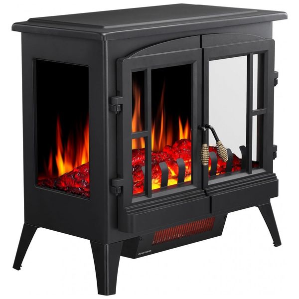Joy Pebble Aquecedor Lareira Elétrico Realista Portátil , 1000, 1500W, Preto