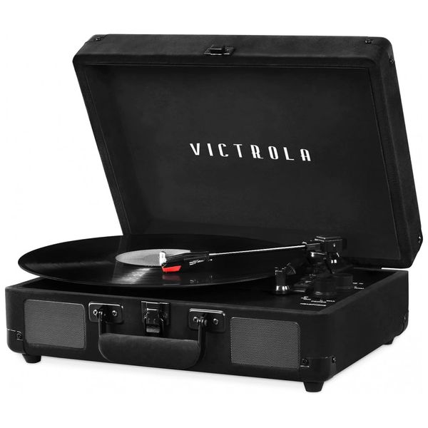 Vintage Toca Discos Portátil 3 Velocidades Bluetooth com Alto Falantes Embutidos, VICTROLA VSC 550BT BKV, Preto