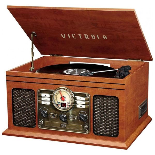Toca Discos 6 em 1 com Bluetooth 3 Velocidades Saída RCA, VICTROLA VTA 200B MH, Marrom