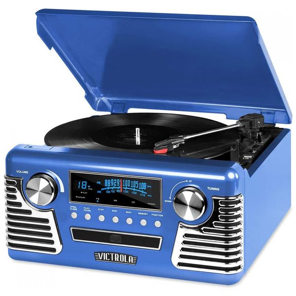 Retro Toca Discos 3 Velocidades e Gravador etooth, VICTROLA V50 200 Blu, Azul