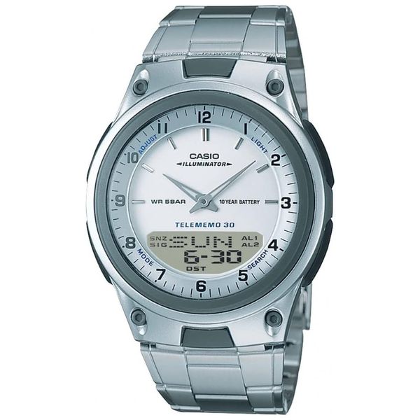 Relógio Masculino Mens 7A Cronógrafo Esportivo, CASIO AW80D 7AV, Prateado