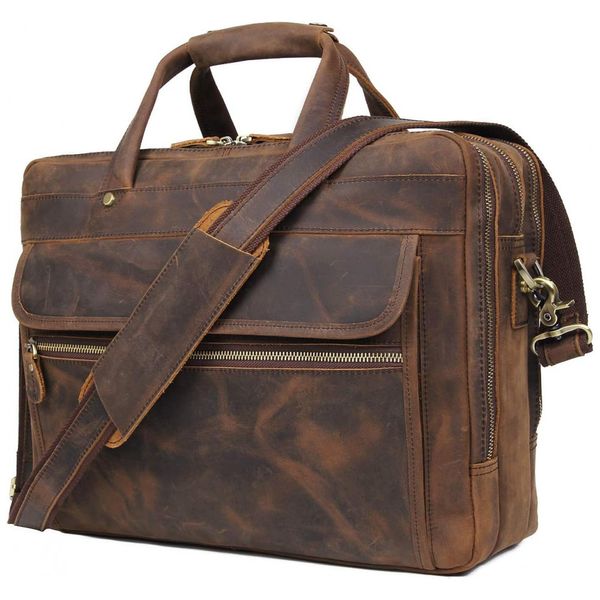 Bolsa, Pasta de Couro para Laptop, AUGUS, Marrom Claro