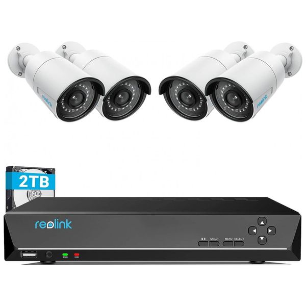 Sistema de Câmera de Segurança 8 Canais 4MP PoE 1440P, 4 PCS, REOLINK RLK8 410B4, Branco Sistema de Câmera de Segurança 8 Canais 4MP PoE 1440P, 4 PCS, REOLINK RLK8 410B4, Branco