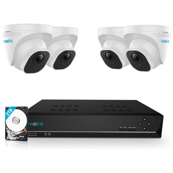 Sistema de Câmeras de Segurança PoE IP 8 Canais 4K, 4 PCS, REOLINK RLK8 520D4 5MP, Branco