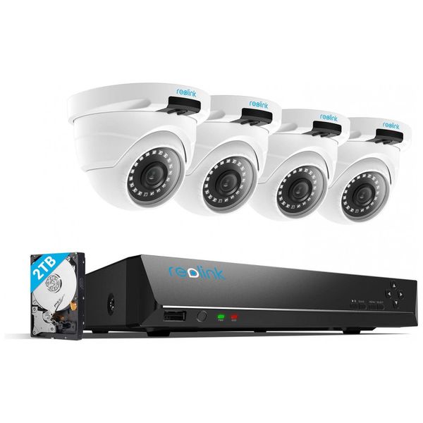 Sistema de Câmera de Segurança 8 Canais 4MP PoE IP, 4 PCS, REOLINK RLK8 420D4, Branco Sistema de Câmera de Segurança 8 Canais 4MP PoE IP, 4 PCS, REOLINK RLK8 420D4, Branco