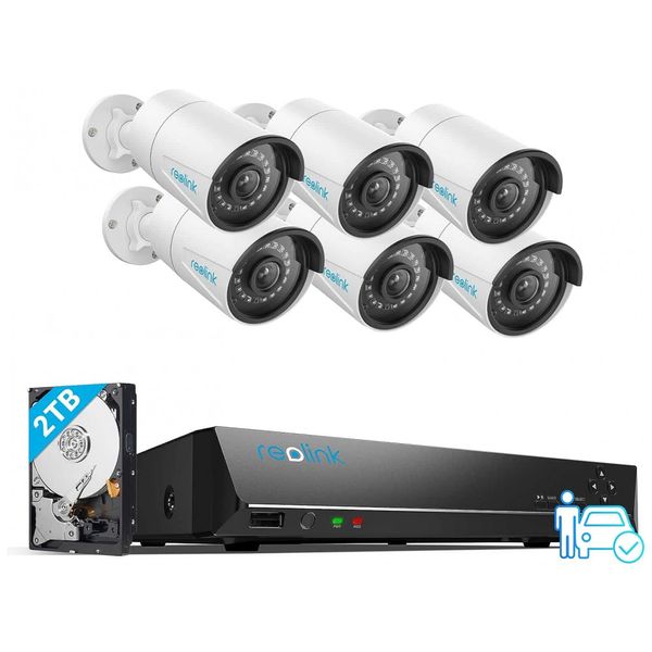 Sistema de Câmeras de Segurança 8 Canais PoE, 6 PCS, REOLINK RLK8 410B6 5MP, Branco