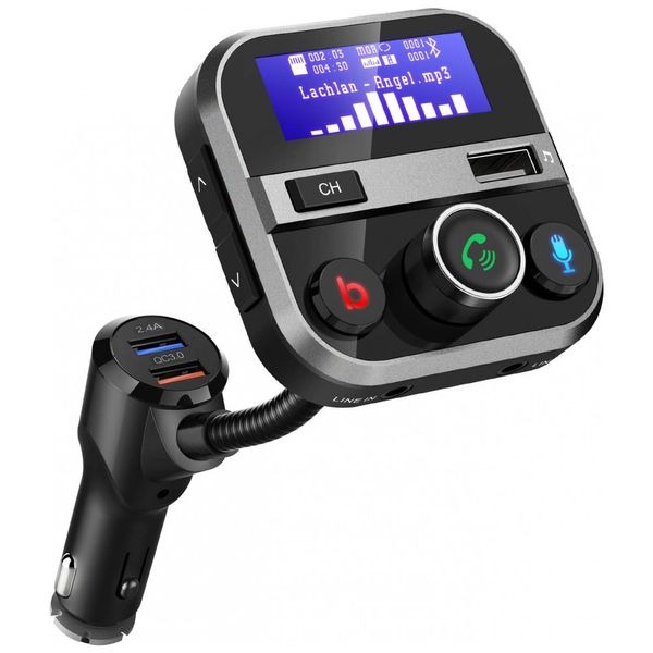 Adaptador Transmissor Veicular Bluetooth Friends USB, AUX Tela LCD, FRIENDA BT70A, Preto