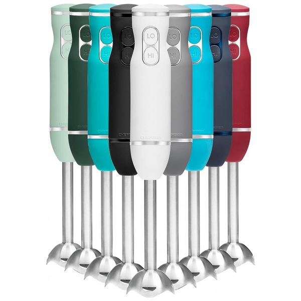 Mixer de 2 Velocidades Lâminas de Aço Inoxidável 300W, CHEFMAN Immersion Stick Hand Blender, Branco