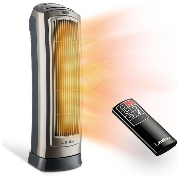Aquecedor Elétrico de Cerâmica com Controle Remoto 2 Modos 1500W 110V, Lasko 755320, Prata