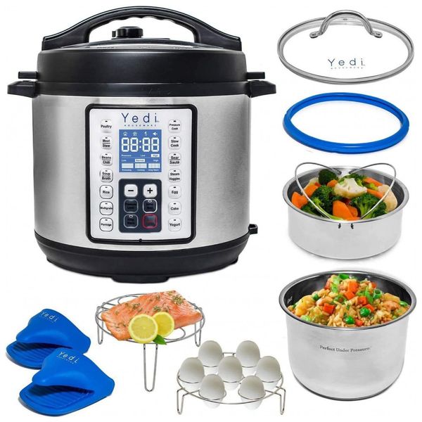 Panela de Pressão Elétrica 9 em 1 Capacidade 7.5L 1000W, 110V, YEDI HOUSEWARE, Prateado
