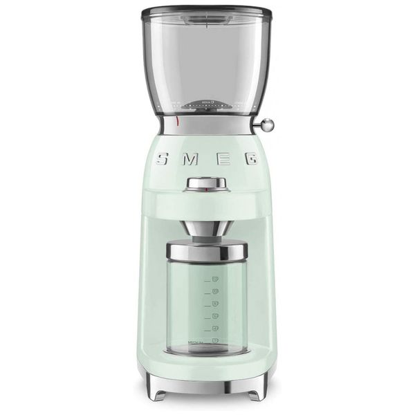 Moedor de Café Elétrico Retrô anos 50, 150W, CGF01 Pastel, 110v, SMEG CGF01PGUS, Verde