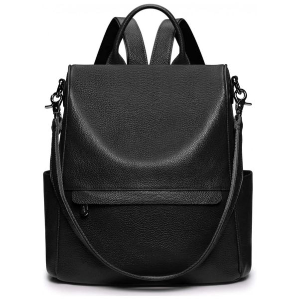 Mochila Feminina de Couro, S ZONE D10V135A, Preto