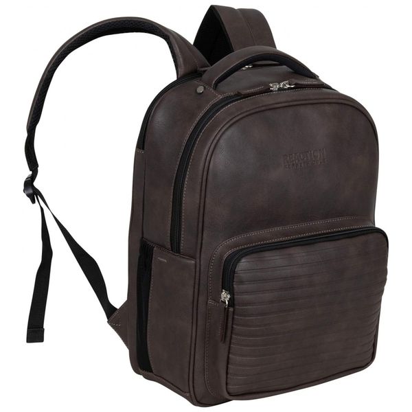 Mochila Antifurto RFID de Couro Vegano para Laptop, KENNETH COLE 5717141, Marrom escuro