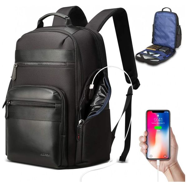 Mochila para Laptop com Carregamento USB A prova d, BOPAI, Preto