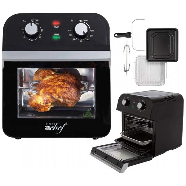 Fritadeira Elétrica Air Fryer sem Óleo com Forno Multifuncional 12L, 1600W, 110v, DECO CHEF DCOVENAIRBLK, Preto