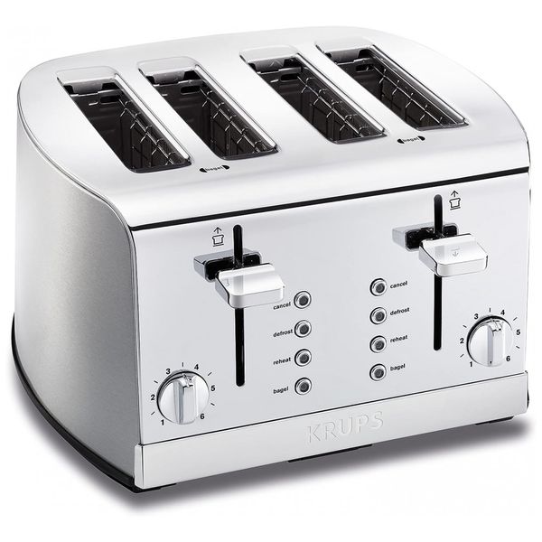 Torradeira Elétrica, 4 fatias, Aço Inoxidável Escovado e Cromado, 110v, KRUPS KH734D, Prateado