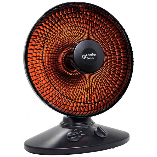 Aquecedor Elétrico com Oscilação de 70 Graus e Inclinação Ajustável, COMFORT ZONE CZ998, Preto