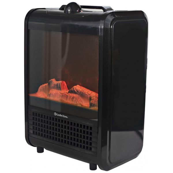 Aquecedor Elétrico Portátil CZFP1 com Chama 3D, 1200W, 110v, CCC COMFORT ZONE CZFP1BK, Preto