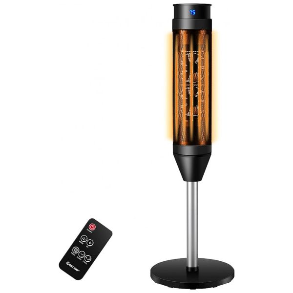 Aquecedor Cerâmico Portátil com Controle Remoto, 1500W, 110V, COSTWAY 24155 CYPE, Preto