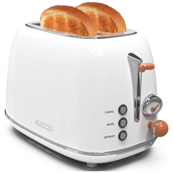 Retro Torradeira de 2 Fatias com Função Bagel, 820W, 110v, KITCHMIX WT 330T, Branco