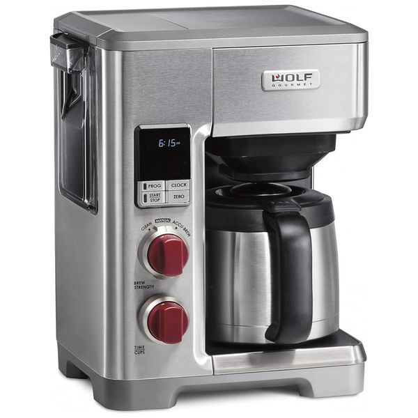 Cafeteira Elétrica Programável com Jarra de 2.4L e Visor LCD, Aço Inoxidável, 110v, WOLF GOURMET WGCM100S, Vermelho