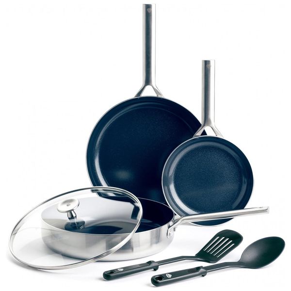 Conjunto de Panelas e Frigideiras de Aço Inoxidável Triplo, 6 Peças, e, BLUE DIAMOND COOKWARE CC003691 001, Azul