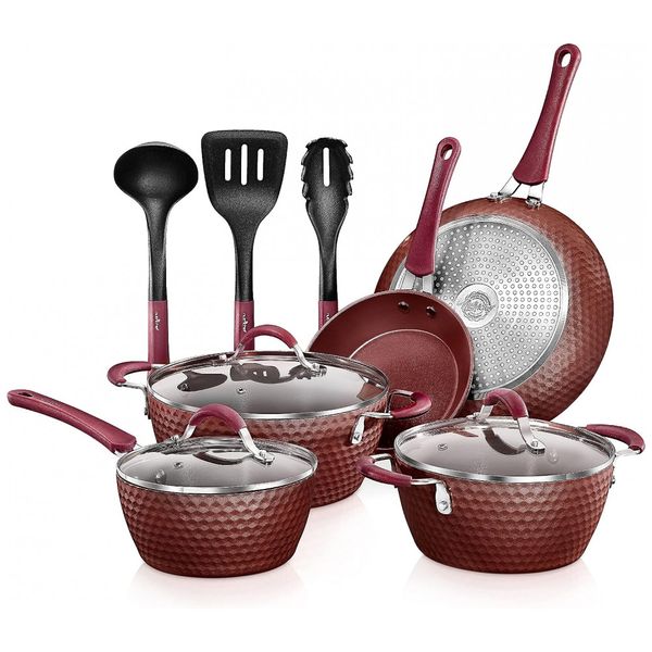 Conjunto de Panelas Antiaderentes, 11 Peças, Diamante Roxo, NUTRICHEF NCCW11PUR, Violeta
