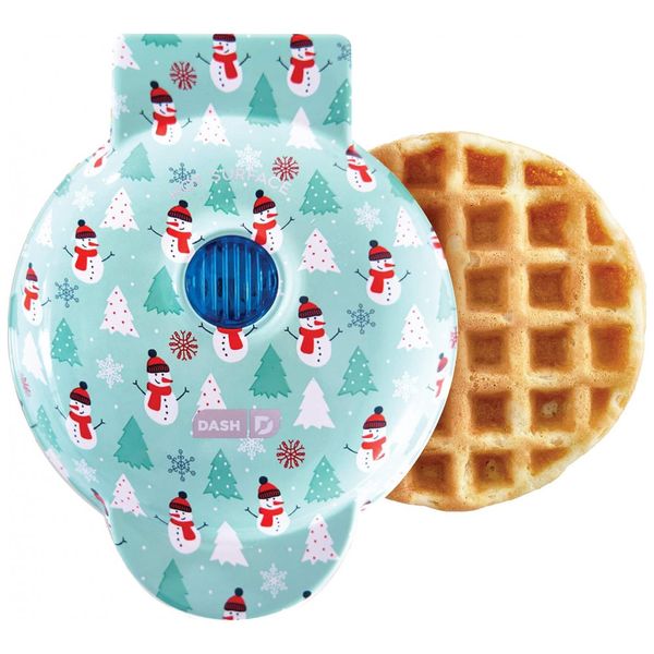 Mini Máquina de Waffles Antiaderente, 1 Fatia, 350W, 110v, DASH DMW100AT, Azul